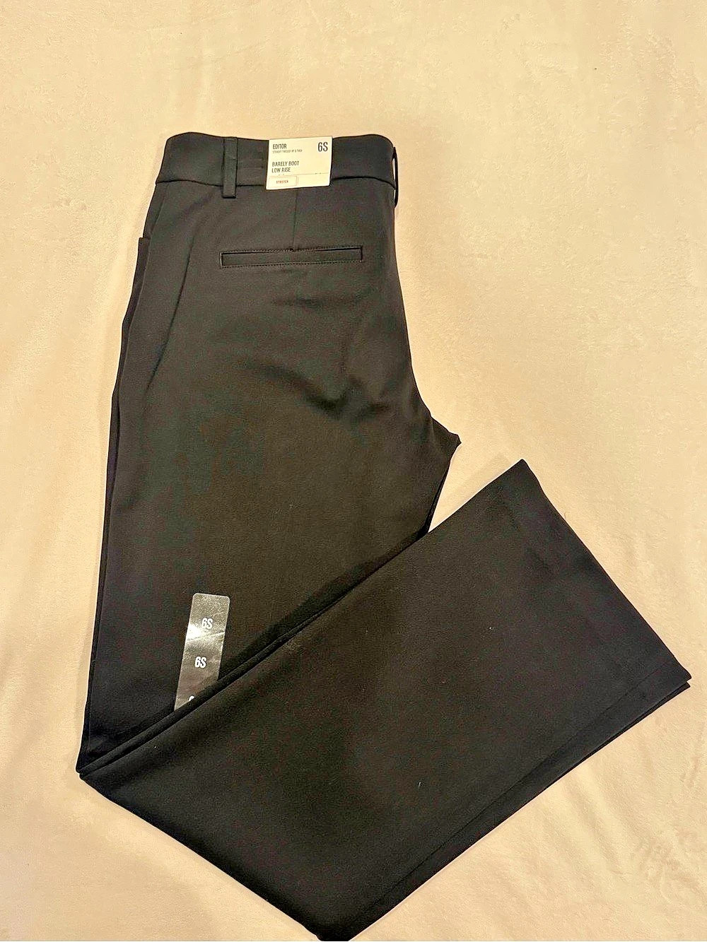 NWT Express Editor Barely Boot Low Rise Pants 6S Black Stretch Dress Pants
